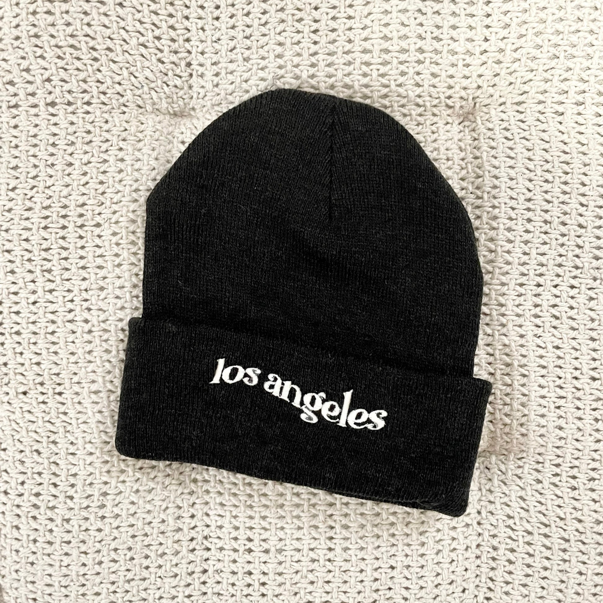 Heather Charcoal Ribbed with Ivory Los Angeles 12" Beanie