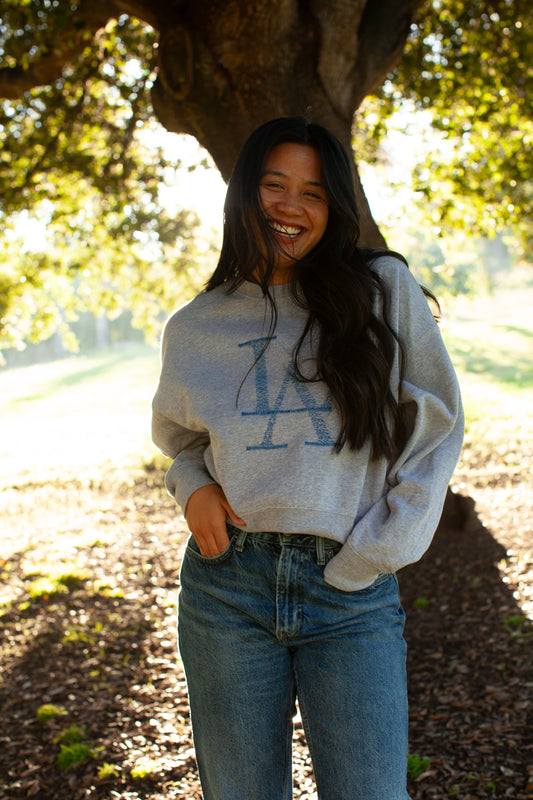 Embroidered LA Heather Pullover