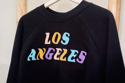 Black Retro Los Angeles Raglan Pullover