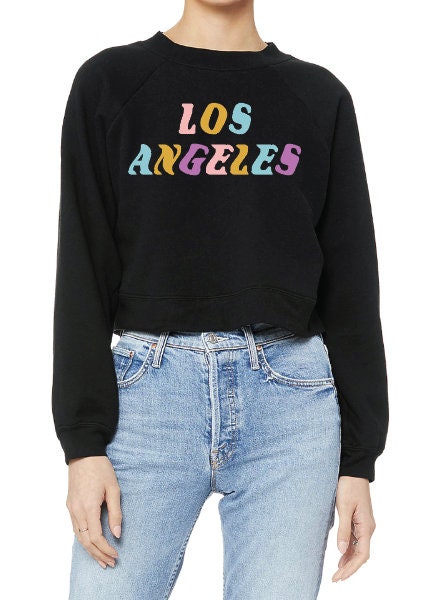 Black Retro Los Angeles Raglan Pullover