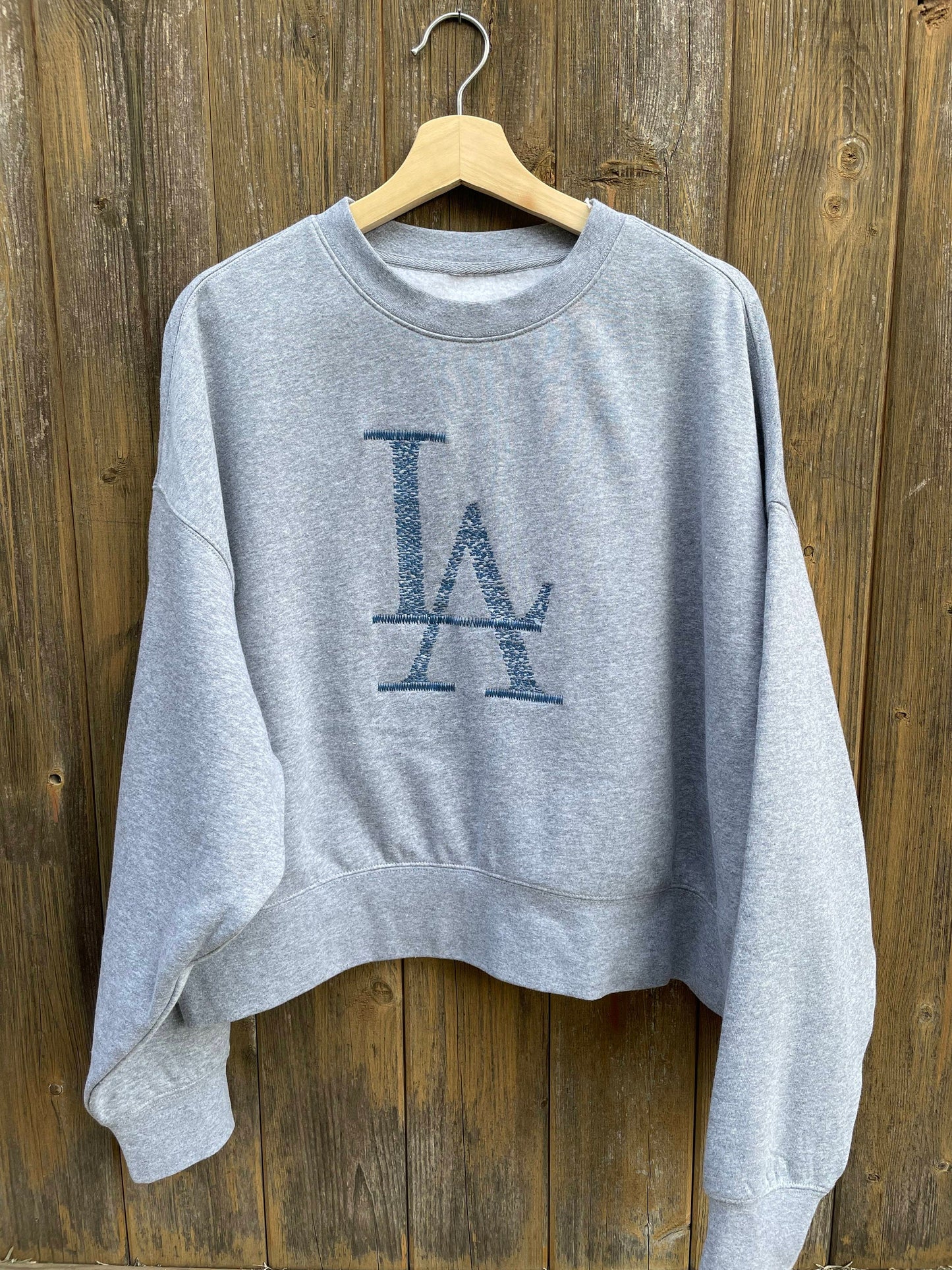 Unisex Embroidered LA Heather Gray Pullover