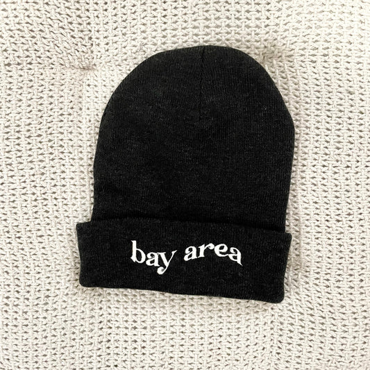 Heather Charcoal Ribbed with Ivory Bay Area 12" Beanie