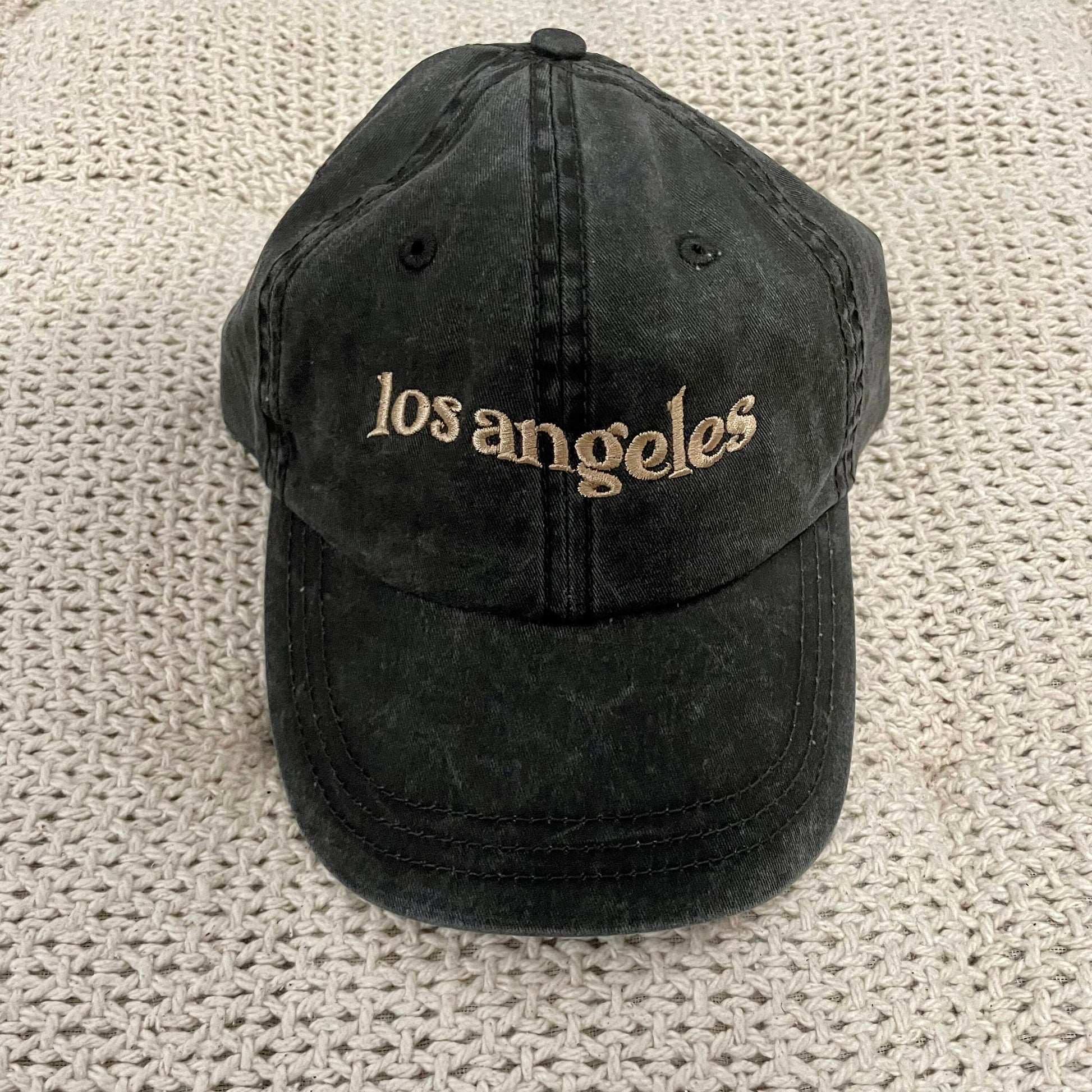 Washed Black Los Angeles Baseball Dad Hat